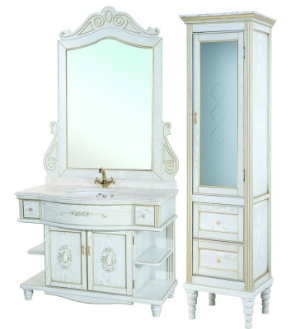 Мебель для ванной Аврора - 115 белый - патина золото
