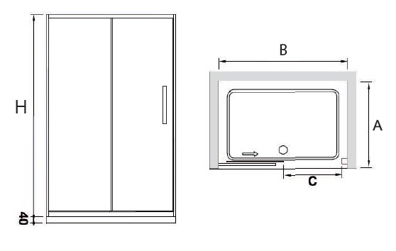 Дверь для душа раздвижная двухстворчатая  RGW CL- 12 105*185 стекло прозрачное