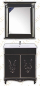 Мебель для ванной комплект Лувр - 85   черный цвет  патинированный с золотом и серебром