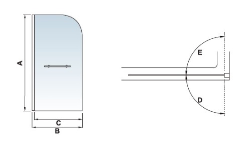 Штора на ванну распашная маятниковая  RGW SC- 02 100*150 стекло прозрачное