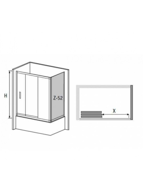 Штора на ванну раздвижная с боковым элементом RGW SC-81(RGW SC-41+ RGW Z-52) 160*70*150 прозрачное стекло
