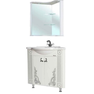 Мебель для ванной Венеция Люкс - 62 угловая белая патина серебро