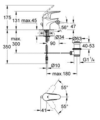 Смеситель однорычажный для биде Grohe Euroeco 32737 000