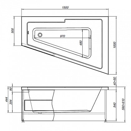 Ванна акриловая Aquanet Accord 150*100 R