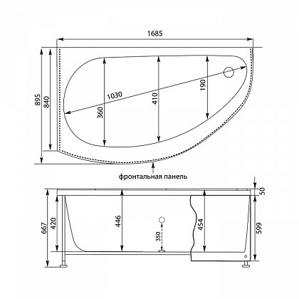 Ванна акриловая Aquanet Augusta 170*90 L