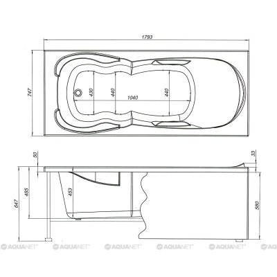 Ванна акриловая прямоугольная Aquanet Viola 180*75