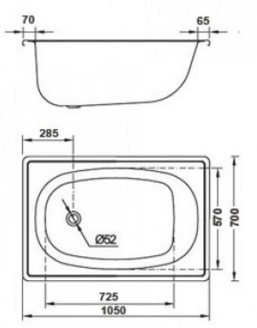 Ванна стальная эмалированная BLB Europa Mini 105*70*37,5