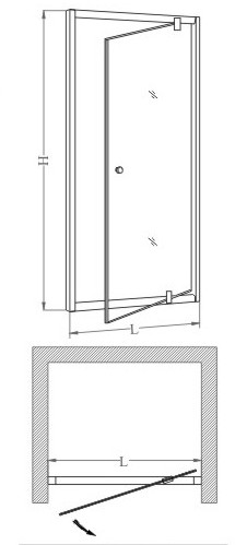 Душевая дверь DL-PF 90  DK белая полоска W 10