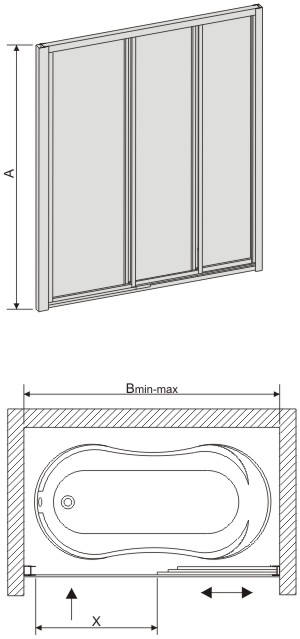 Шторка на ванну - Sanplast DTr-c-W 170*140 пластик   