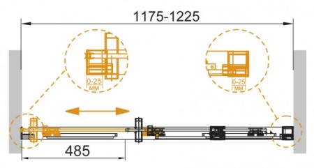 Душевая дверь в проем  CEZARES DUET-SOFT-BF-1 120*195