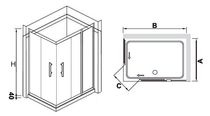 Прямоугольный душевой уголок RGW HO-42 (RGW HO-31+RGW Z-41) 80*110*195
