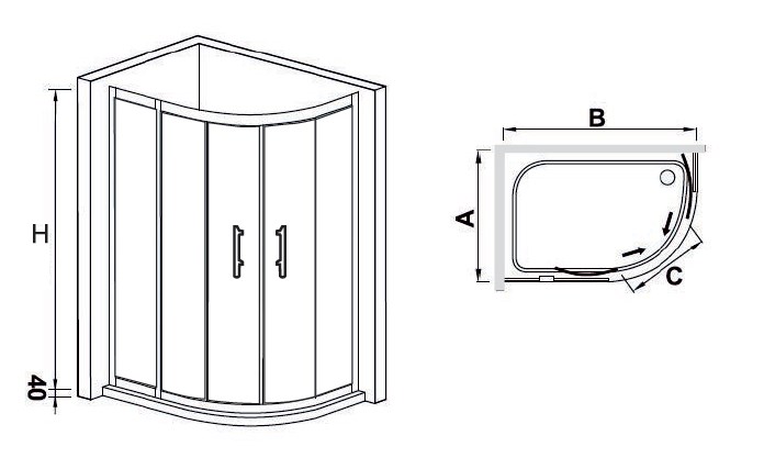 Душевой уголок RGW HO-61 (RGW HO-51+ RGW Z-41) 90*120