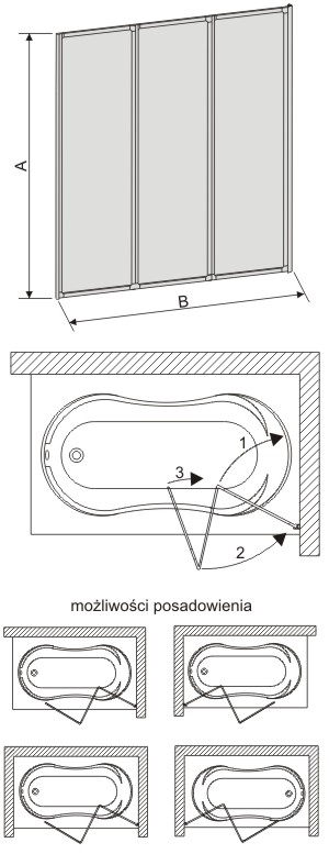 Шторка на ванну - Sanplast KW-3-c 140 bi P