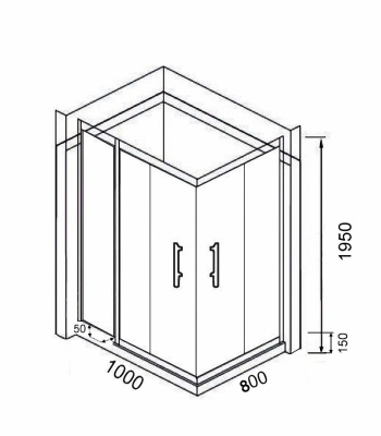 Душевое ограждение с поддоном Parly Quadro 80L QZ81L 100*80*195