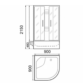 Душевая кабина Parly Super  SP90 90*90*215