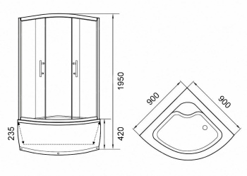 Душевое ограждение с поддоном Parly ZE901  90*90*195