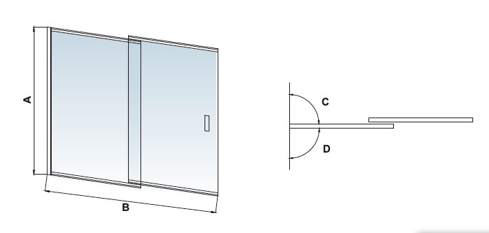 Штора на ванну сдвижная   RGW SC- 40 100*150 стекло прозрачное