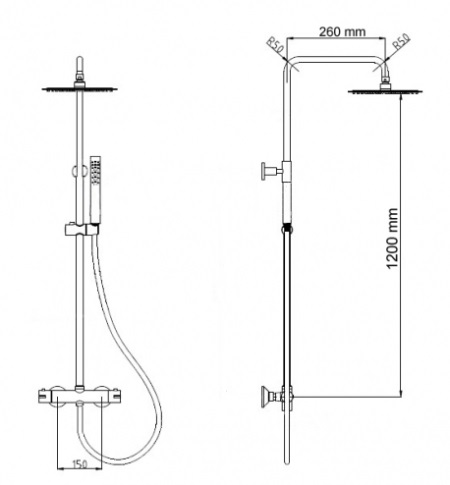 Душевая стойка RGW SP-21 1200*260