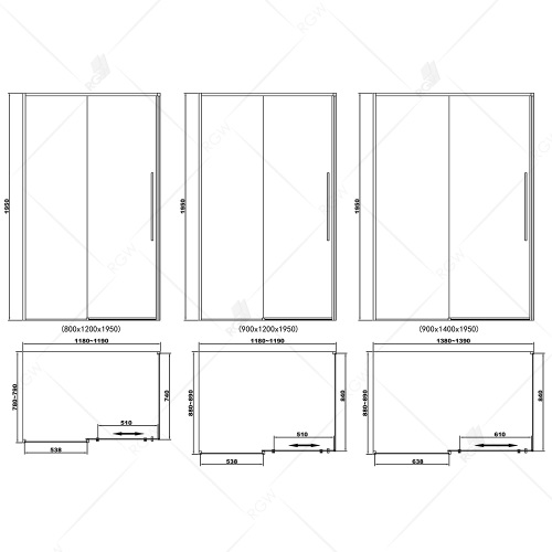 Душевой уголок прямоугольный RGW SV- 42B 800*1200*1950