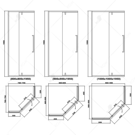 Душевой уголок трапеция RGW SV- 81 B 80*80*195