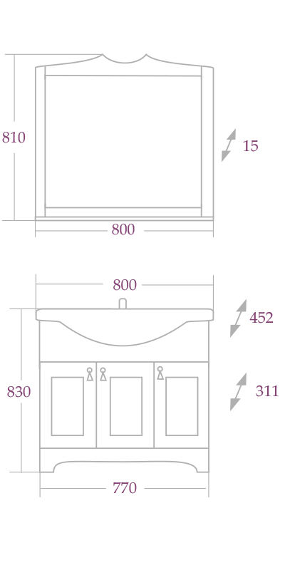 Комплект мебели для ванной СЕН- ЛУИ 80