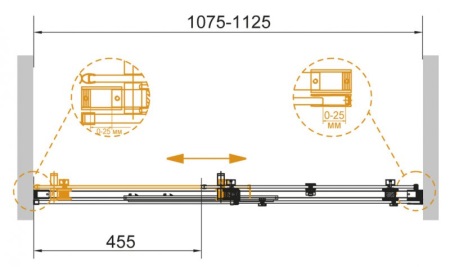 Душевая дверь в проем  CEZARES STYLUS-SOFT-BF-1 110*195