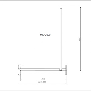 Душевая перегородка Walk-In HR VSW-4HR900CGB, 900*2000, черный, стекло тонированное