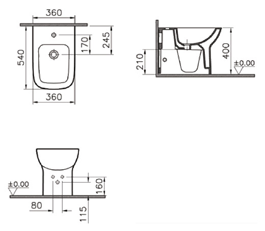 Биде напольное VitrA S20 5509B003- 0288