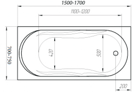 Акриловая ванна Timo 1015 - 150х70