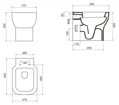 Унитаз приставной Belbagno Vaso