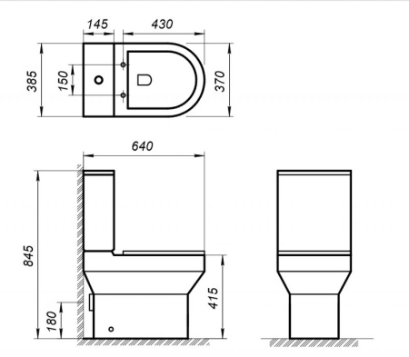 Унитаз безободковый напольный с бачком и сиденьем Belbagno NORMA