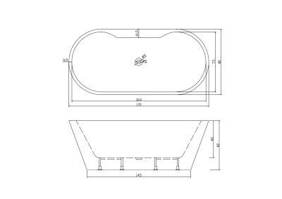 Ванна акриловая отдельностоящая Cerutti SPA Martigano 1700*800*600