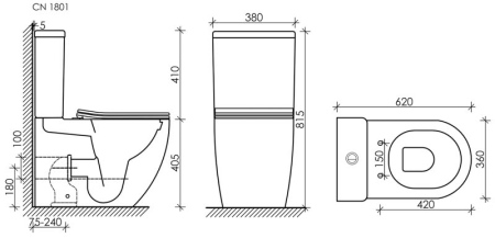 Унитаз напольный с бачком Ceramica Nova MIA CN 1801