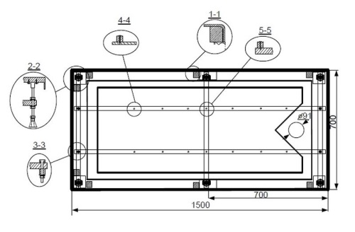 Душевой прямоугольный поддон Triton 1500*700*190