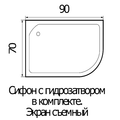 Поддон акриловый асимметричный River 90*70*26 L левый