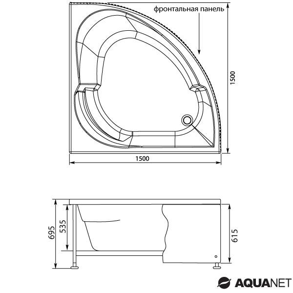 Ванна угловая акриловая Aquanet Bali 150*150
