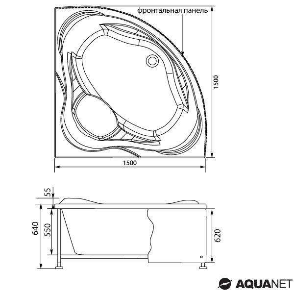 Ванна акриловая угловая  Aquanet  Malta 150*150