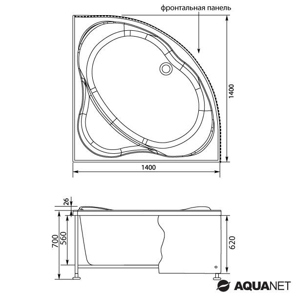 Ванна акриловая Aquanet Palau 140*140 угловая