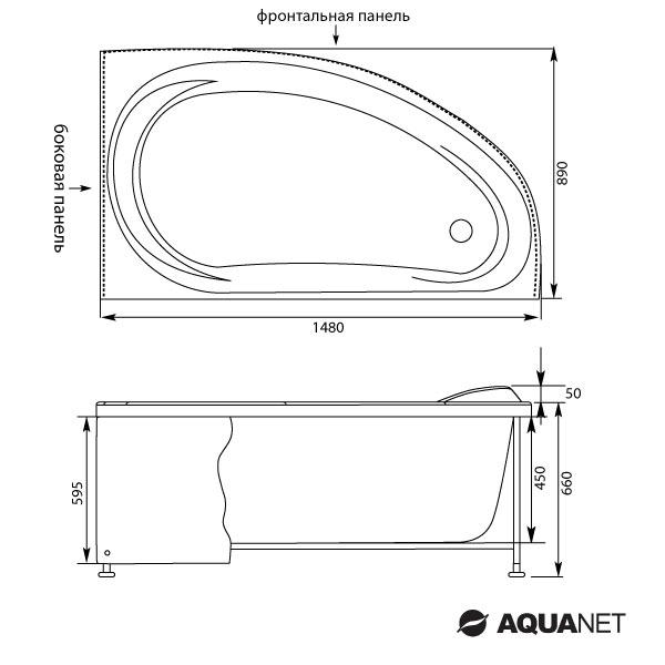 Ванна  акриловая асимметричная Aquanet Maldiva 150*90 правая