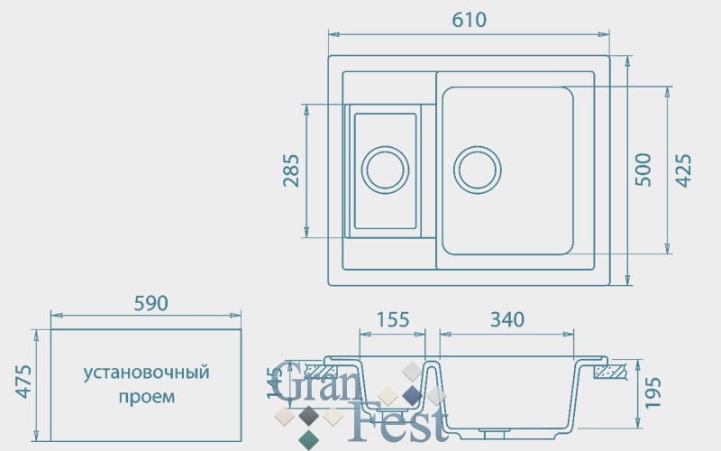 QUADRO GF-Q610K реверсивная 2 секционная мойка