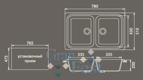 STANDART GF-S780K 2 секционная мойка