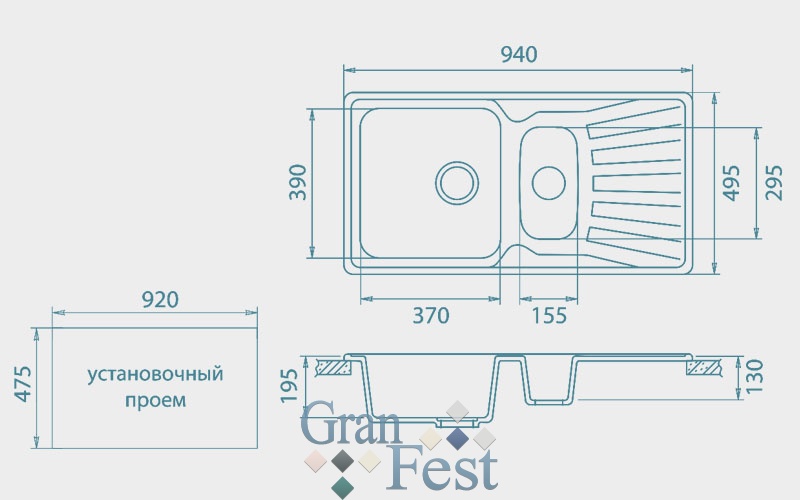 STANDART GF-S940KL реверсивная 2 секционная мойка