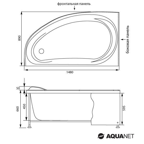 Ванна акриловая асимметричная Aquanet  Maldiva 150*90 левая