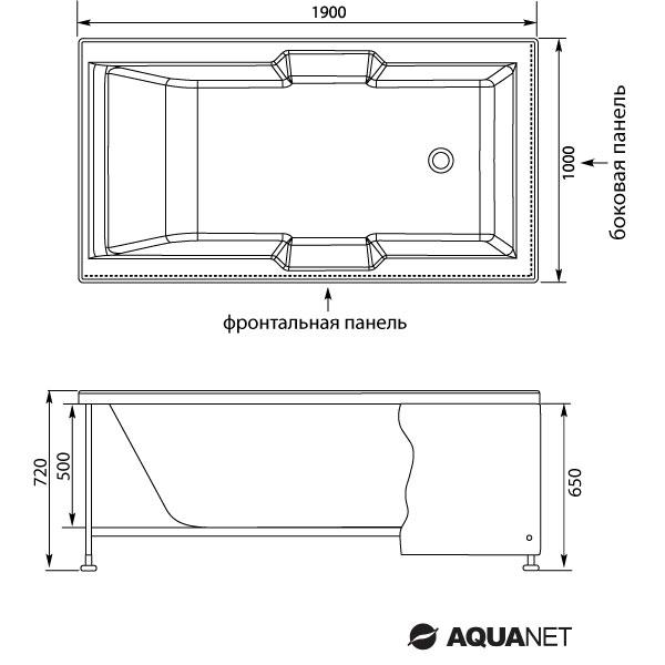 Ванна акриловая прямоугольная Aquanet Vega 190*100